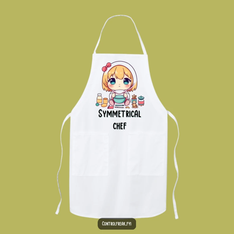 Funny Kawaii Symmetry Apron: Cook with Balance & Precision - Great Gift!