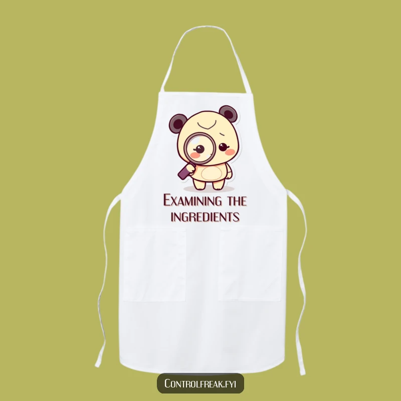 Funny Obsessed Detective Apron: Kitchen Fun with Tiny Character Magnifying Glass, Chef's Funny Gift