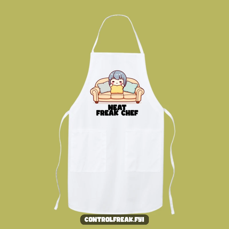 Funny Organizer Apron: Cute Character's Tidy Kitchen Fun