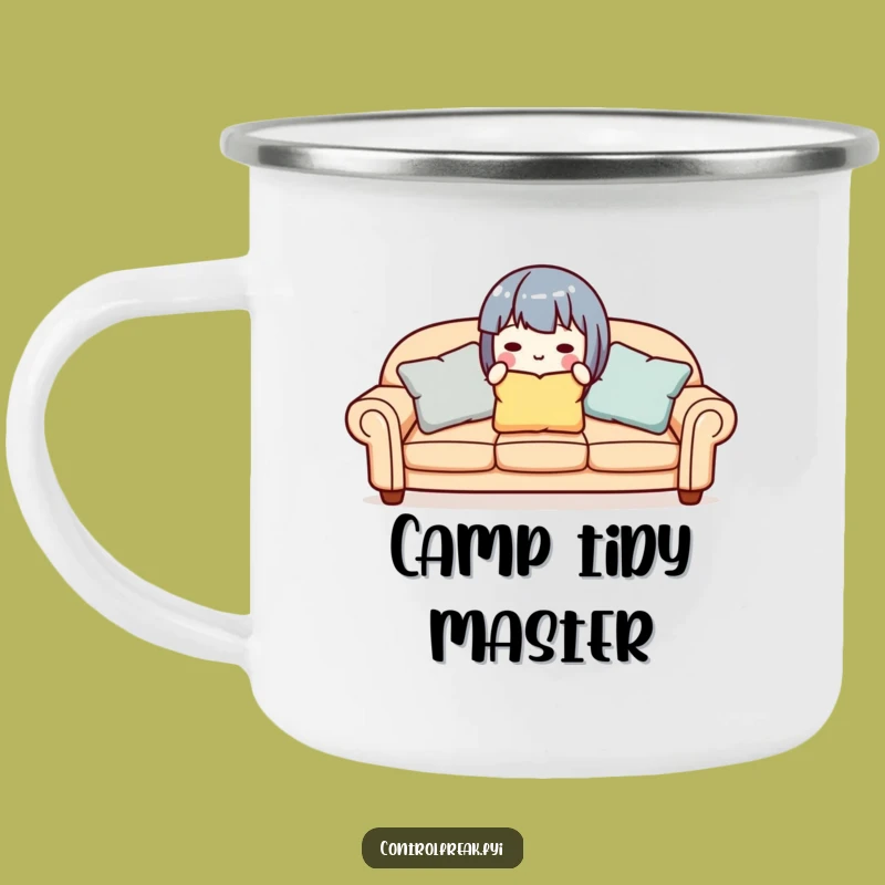 Funny Organizer Camping Mug: Cute Character's Aligned Adventures