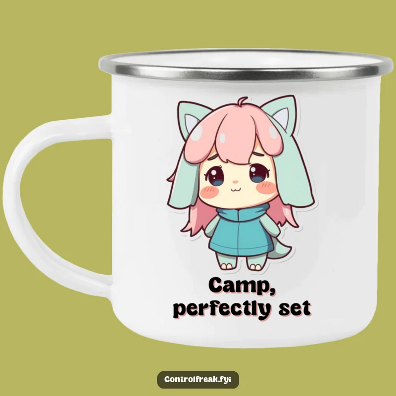 Funny Satisfied Nod Character Camping Mug: Enjoy Your Orderly Adventures