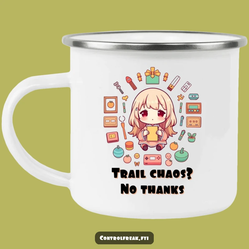 Funny Symmetrical Arranging Character Camping Mug: Adventure in Order and Humor