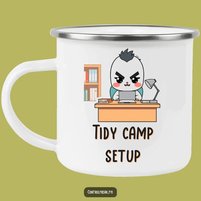 Funny Tidy Desk Character Camping Mug - Rugged Organizer Humor, Perfect Gift