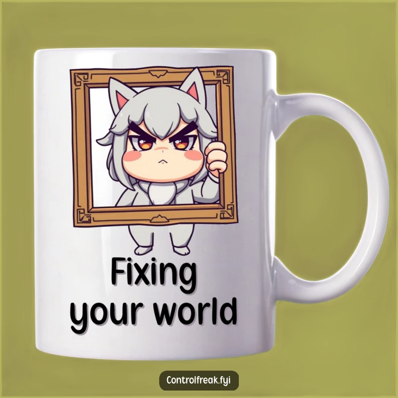 Funny Home Decor Mug: Stern but Playful Frame Adjuster, Quirky Gift Idea