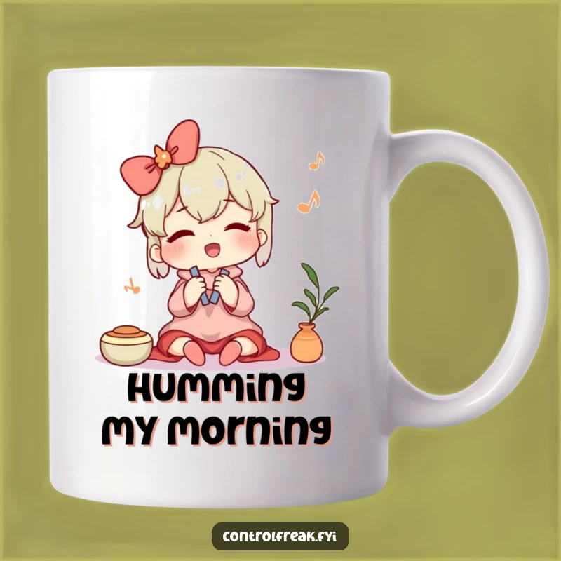 Funny Contented Cleaner Mug: Happy Character Tidies with Joy!