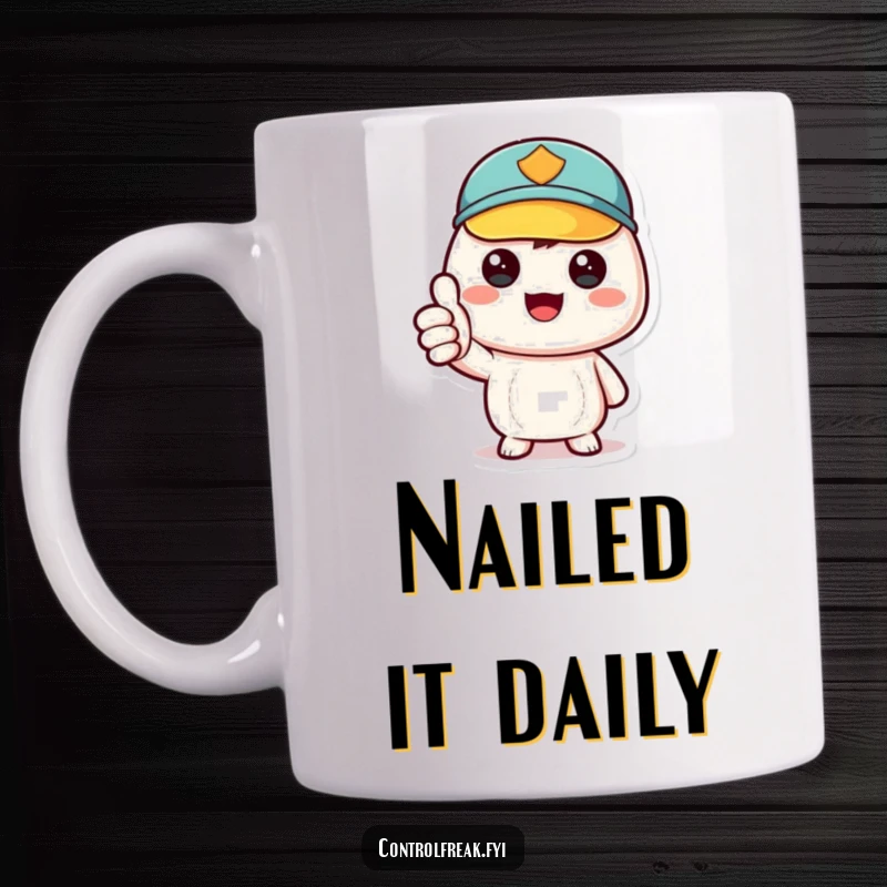 Funny kawaii character giving a big thumbs-up, approving of perfect order, ideal gift for neat freaks and organizers.