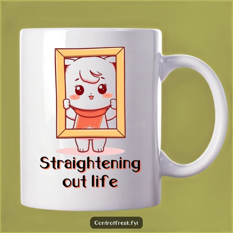 Funny Kawaii Picture Frame Mug: Straighten Up with Humor Gift
