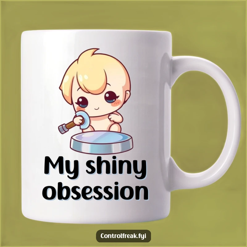 Funny Kawaii Polisher Mug: Meticulous Shine Character, Gleaming Object, Perfect Gift