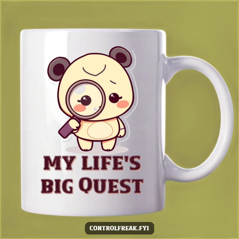 Funny Obsessed Detective Mug: Tiny Character Magnifying Glass Pointing, Perfect Funny Gift for the Detail-Oriented