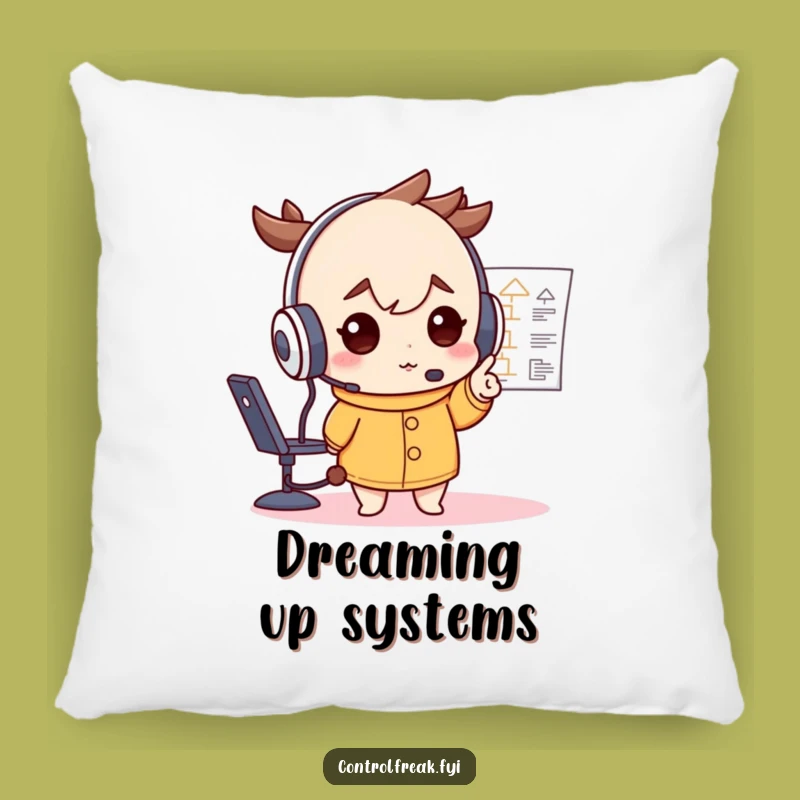 Funny Headset Flowchart Pillow: Cozy Strategy Cushion, Relaxing Gift