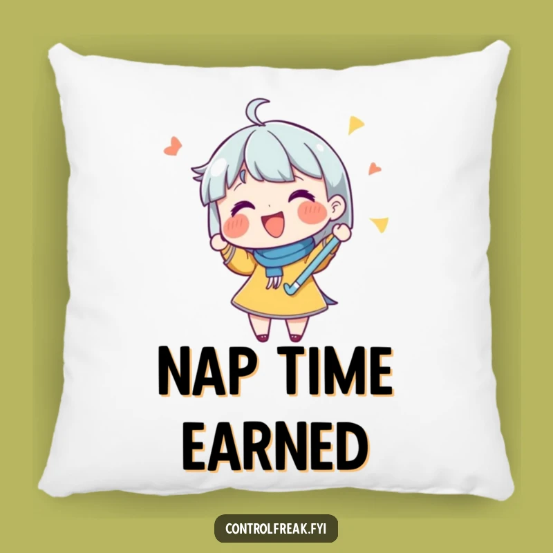 Funny 'List Master' Pillow: Comfy Character Checking Off Goals, Perfect Gift for Relaxed, Organized Fun!