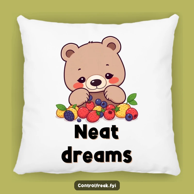 Funny Bear Pillow: Cuddle Up with Geometric Berry Arranging for Cozy Focus