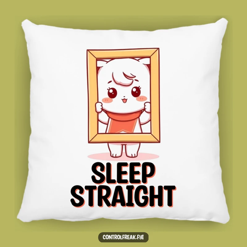 Cozy Funny Kawaii Picture Frame Pillow: For Perfectly Straight Dreams