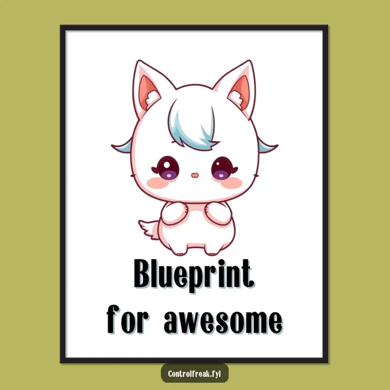 Funny Kawaii Planner Digital Art: Blueprint Vision, Focused Decor, Instant Gift