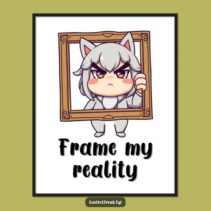 Funny Digital Art Print: Stern Playful Framer, Quirky Wall Decor Gift