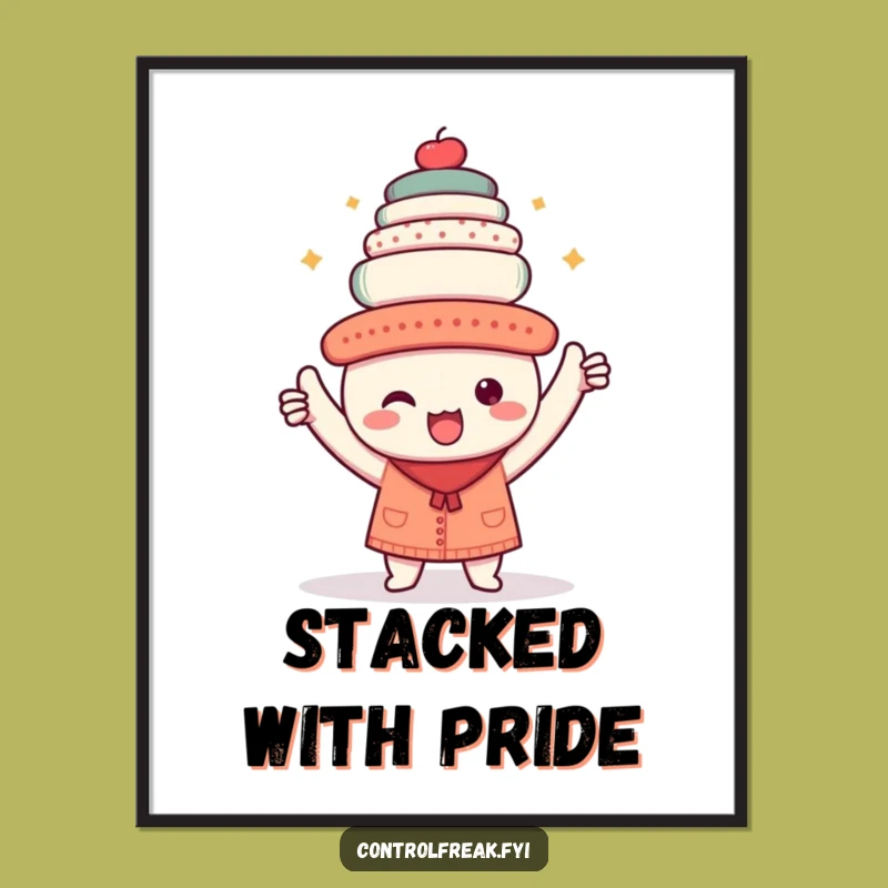 Funny Kawaii Perfectionist Digital Art: Triumphant Order & Humor - Instant Download!