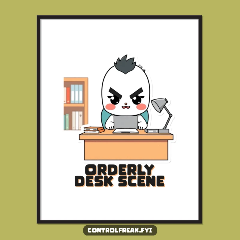 Funny Tidy Desk Character Digital Art - Hilarious Organizer Decor, Gift
