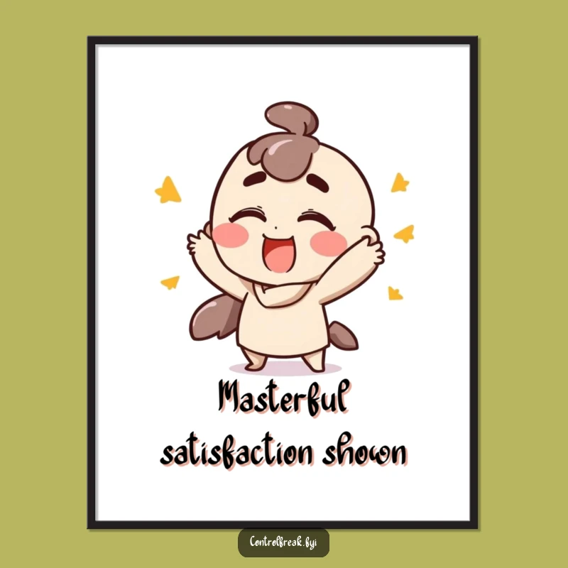 Funny Digital Art Print: Satisfied Gesturer, Joyful Execution Wall Art Gift