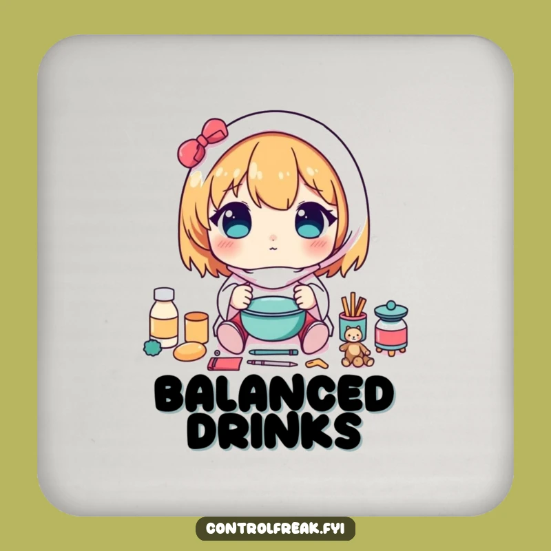 Funny Kawaii Symmetry Coaster: Protect Surfaces with Perfect Balance & Smiles!