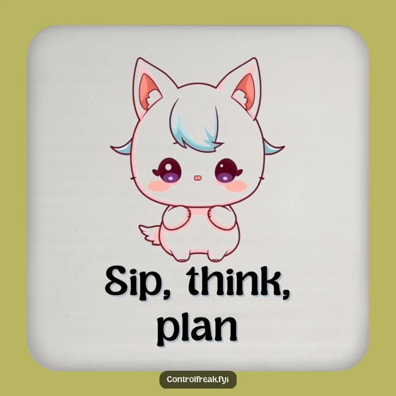 Funny Kawaii Planner Coaster: Blueprint Protection, Focused Surface, Cute Drink Gift