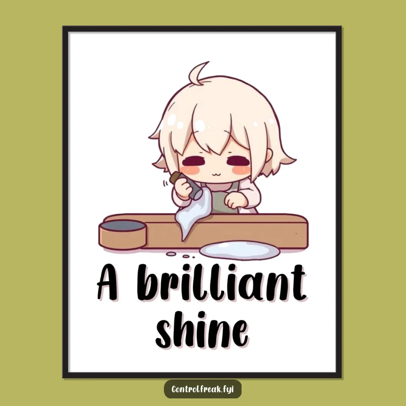 Funny Art Poster: Meticulous Polisher, Impossible Shine Wall Art Gift