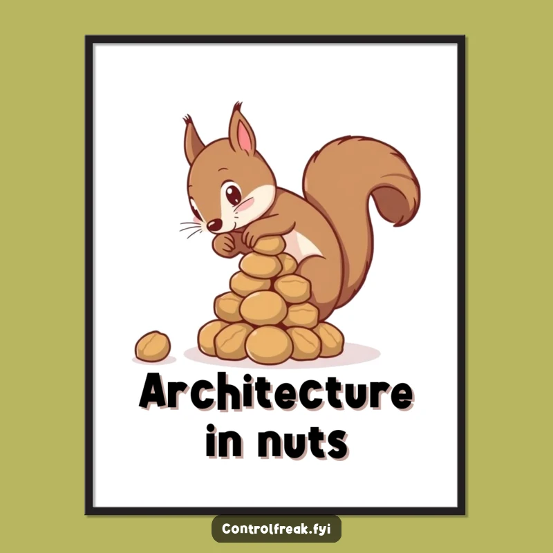 Funny Squirrel Nut Pyramid Poster - Whimsical Wall Art Gift for Amusing Decor