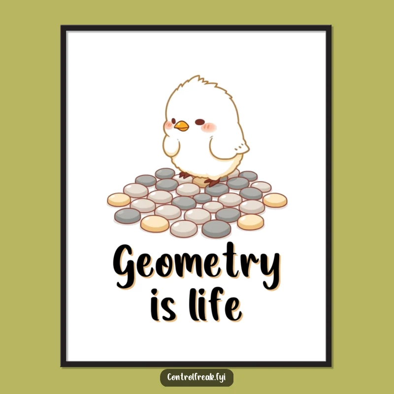 Funny Bird Pattern Poster: Organized Bird's Pebble Art, Wall Decor