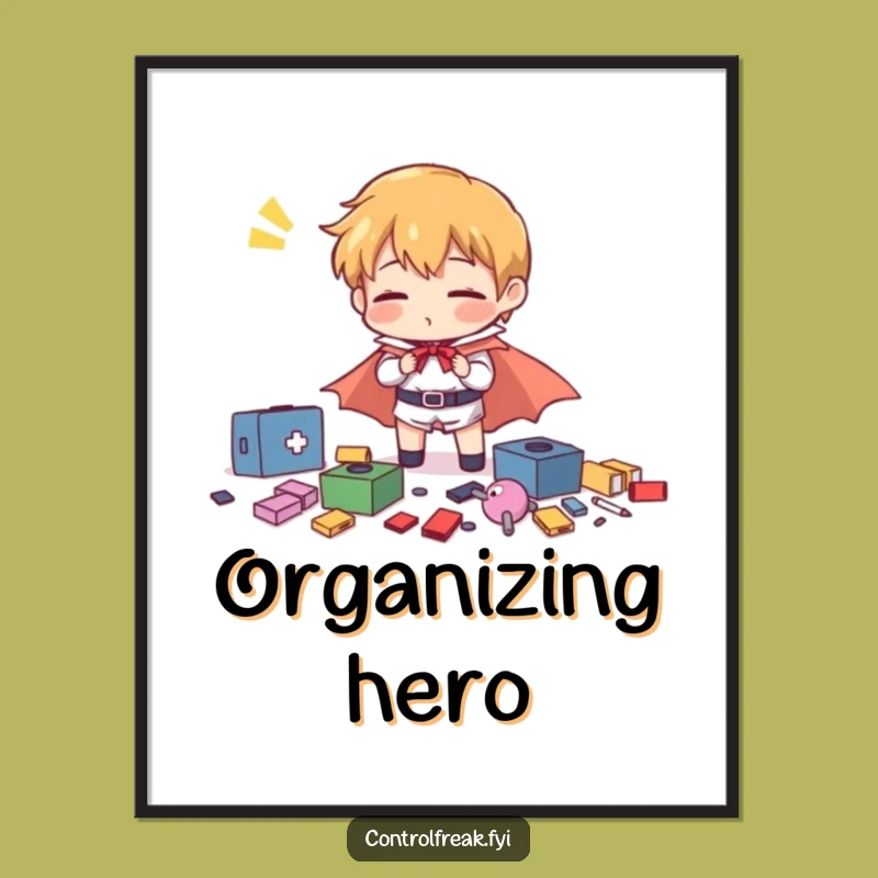Funny Hero Organizing Poster - Comical Wall Art Gift