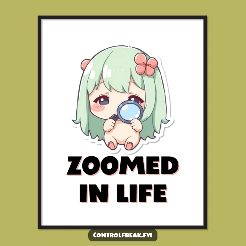 Funny Kawaii Magnifying Glass Poster: Art for the Observant