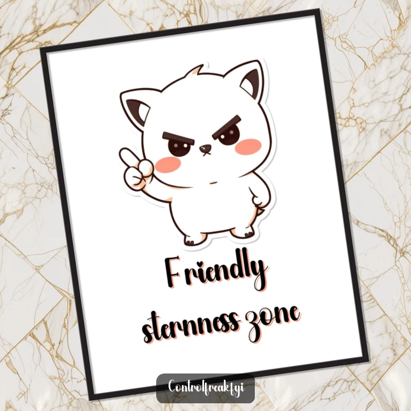 Funny poster artwork of a kawaii character giving a stern but friendly nod, adding a touch of humorous authority.