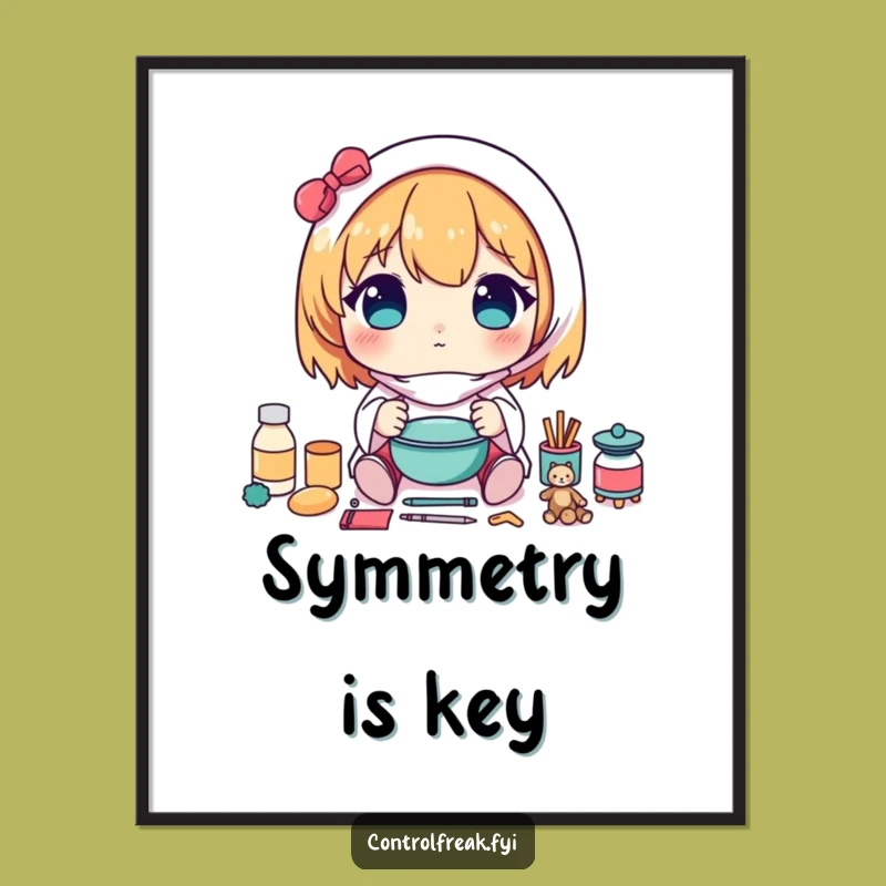 Funny Kawaii Symmetry Poster: Display Harmony with This Perfectly Arranged Art!