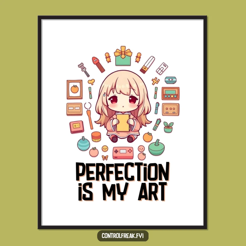 Funny Symmetrical Arranging Character Poster: Hilarious Wall Art for the Orderly Home