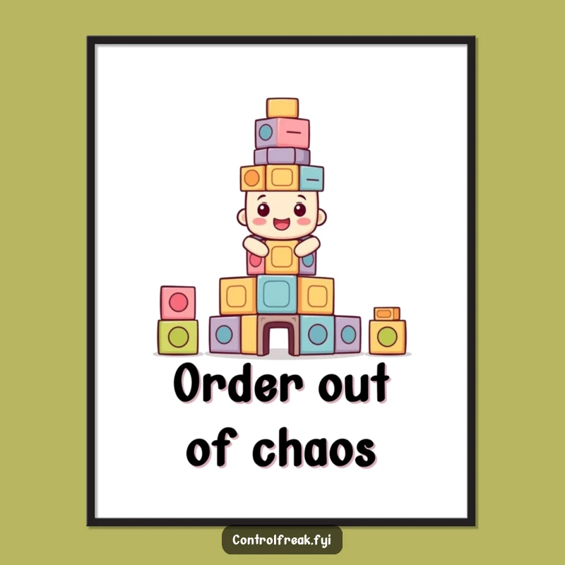 Funny Symmetrical Tower Poster - Happy Builder Art for Decor