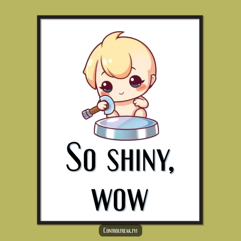 Funny Kawaii Polisher Poster: Meticulous Shine Art, Gleaming Object Decor, Great Wall Gift