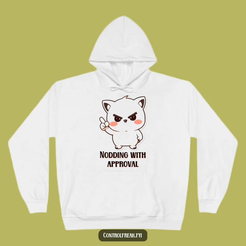 Funny Kawaii Nod Hoodie: Stay Cozy with Stern, Friendly Approval and Humor