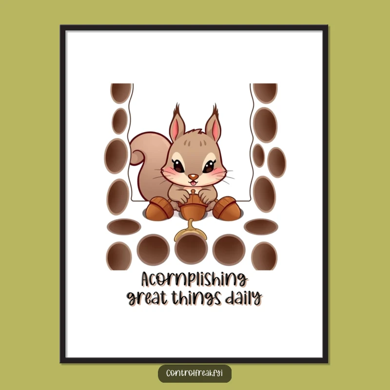 Free Printable Squirrel Wall Art: Funny Acorn Collector Humor Downloadable DIY Decor