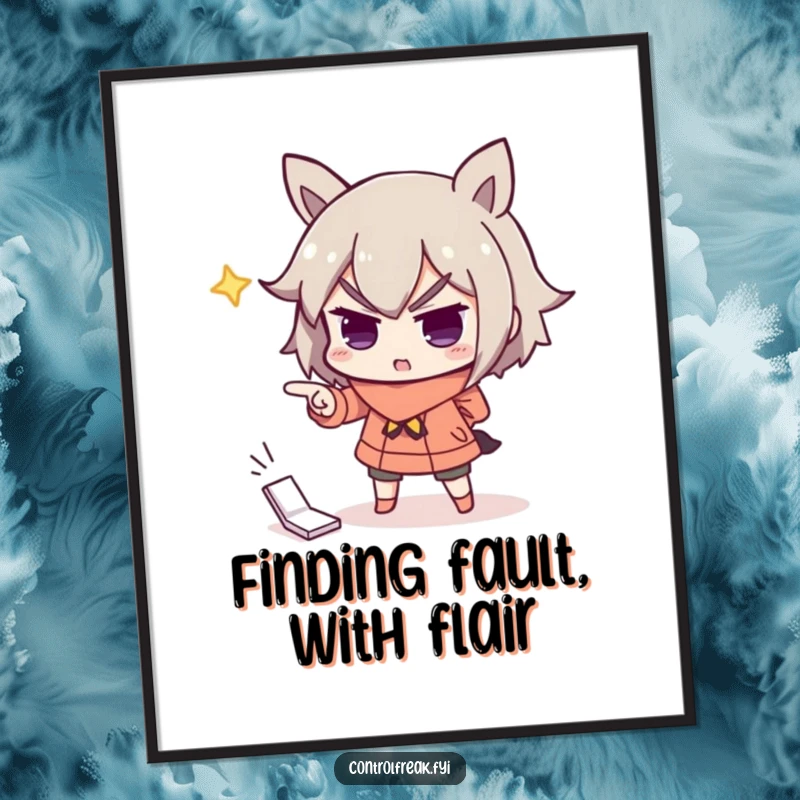 Funny Free Printable Wall Art: Character pointing dramatically with great importance at a seemingly insignificant misplaced item.