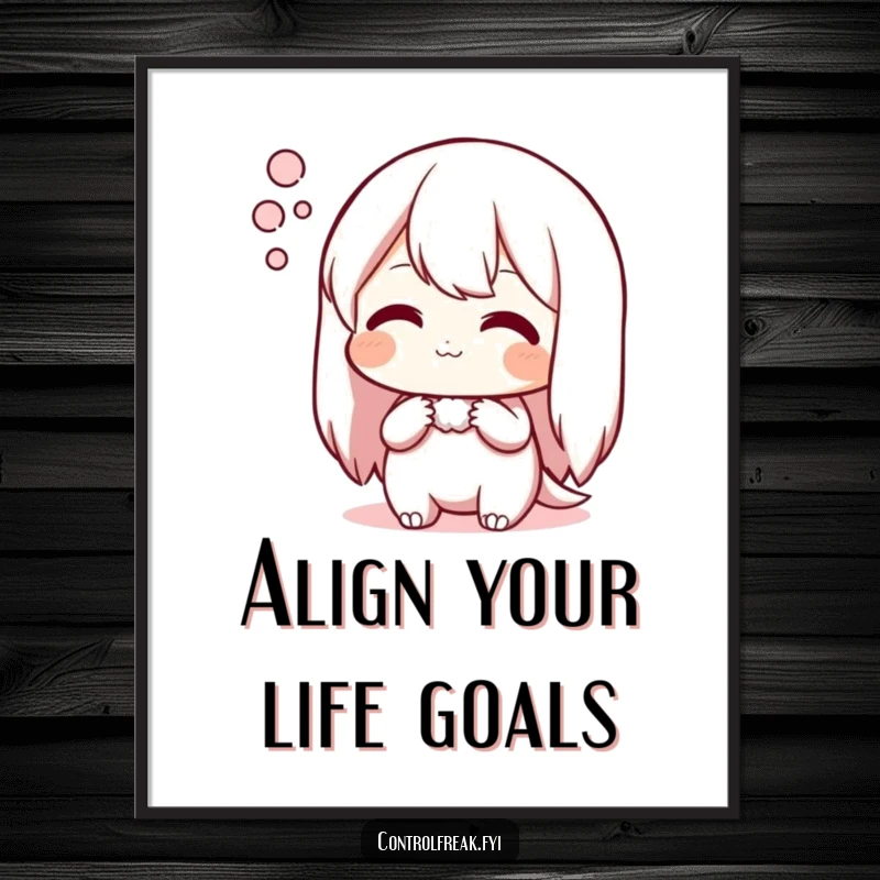 Funny Free Printable Wall Art: Character sighs with deep satisfaction, admiring a flawlessly aligned arrangement, bringing a calm humor.