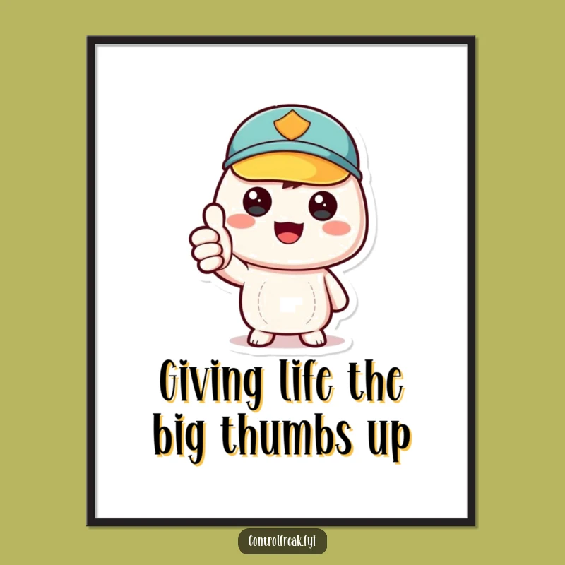 Free Printable Wall Art: Kawaii Thumbs Up for a Perfectly Organized Space