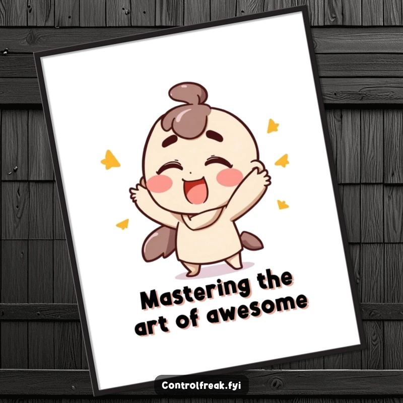 Funny Free Printable Wall Art of a character doing a series of fast, ordered gestures with an expression of extreme satisfaction, ready to display.