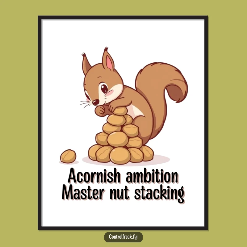Funny Free Printable Wall Art: Meticulous Squirrel Nut Pyramid - Unique Downloadable Decor