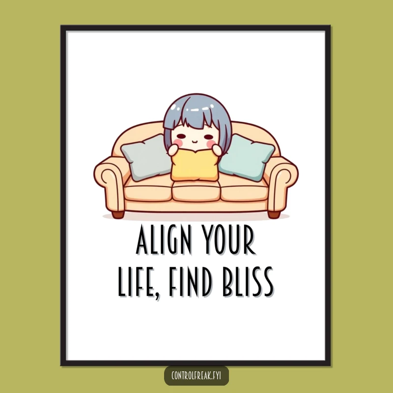 Funny Free Printable Wall Art: Tidy Character's Sofa - Downloadable Home Decor