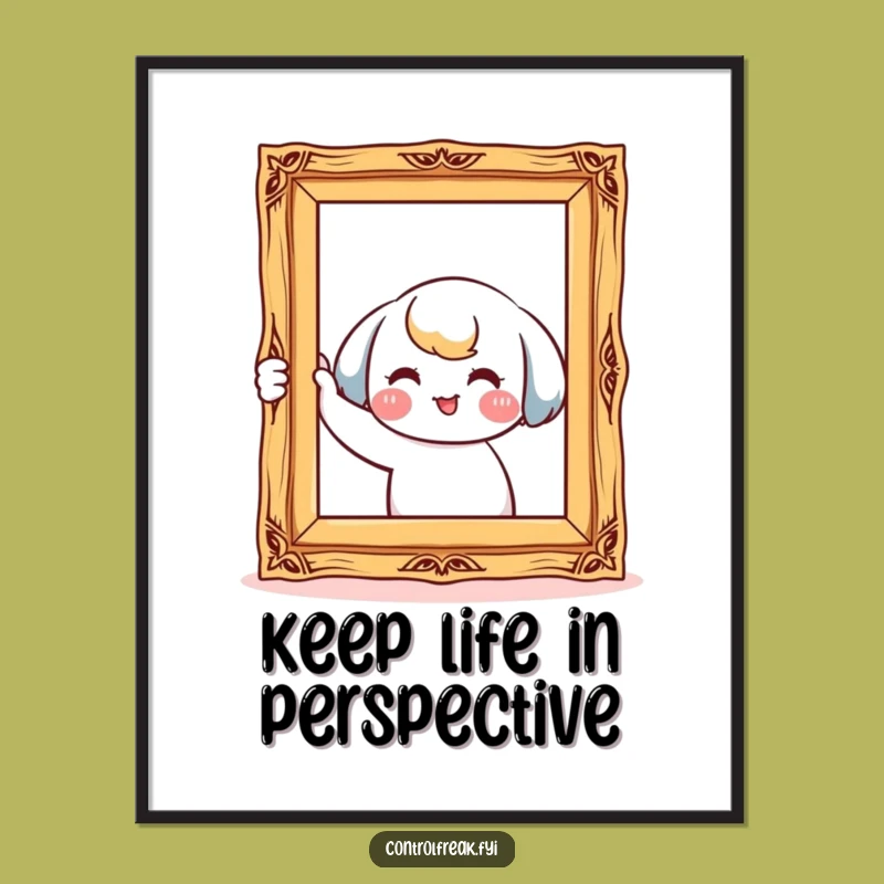 Free Printable Wall Art: Straightening Kawaii Character Funny Downloadable Art
