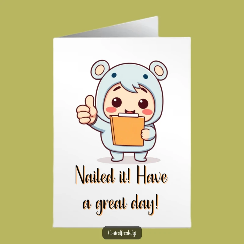 Free Printable Birthday Card: Funny Clipboard Character, Enthusiastic Thumbs Up Downloadable Greeting