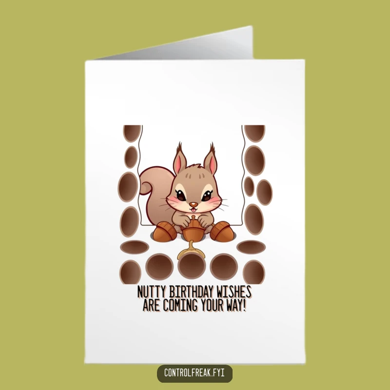 Free Printable Squirrel Birthday Card: Funny Acorn Collector Downloadable Gift for Him