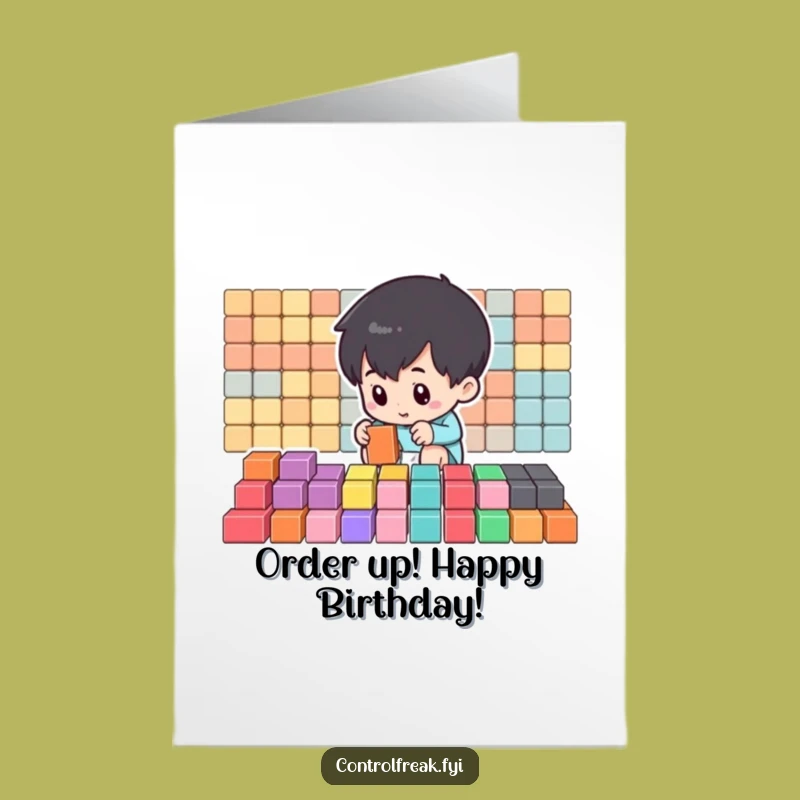 Free Printable Birthday Card: Organized Character, Perfect Order, Funny Downloadable Greeting!