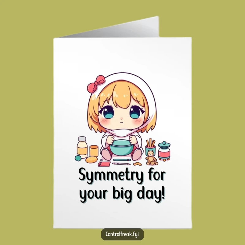 Free Printable Birthday Card: Symmetrical Kawaii Character Funny Downloadable Gift