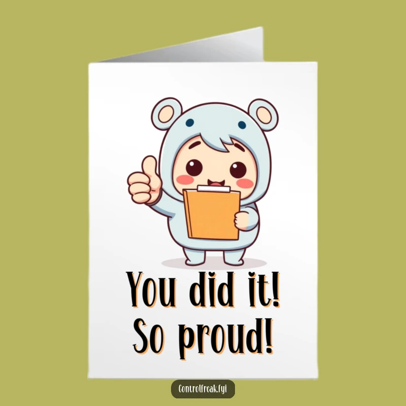 Free Printable Congrats Card: Funny Clipboard Guy, Thumbs Up for Success, Downloadable Achievement