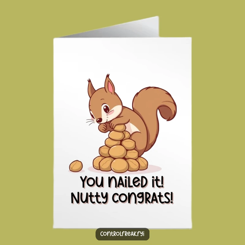 Free Printable Congratulations Card: Squirrels Stacking Nuts Pyramid - Funny Downloadable Gift