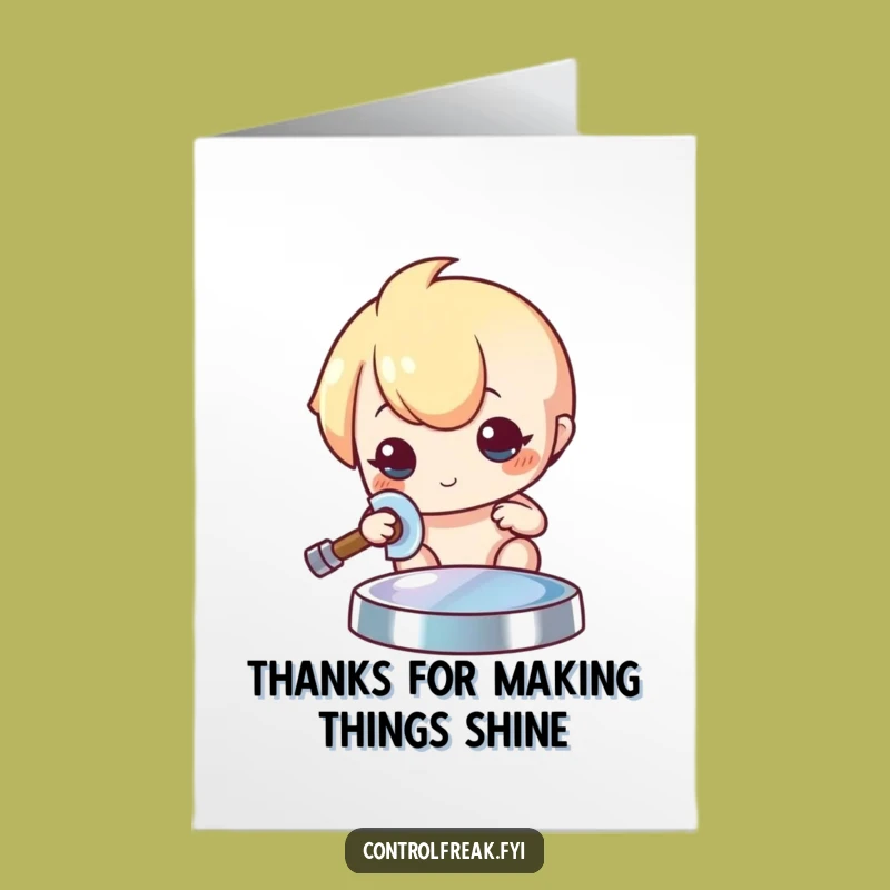 Free Printable Thank You Card: Shiny Kawaii Character Thanks You With Gleam